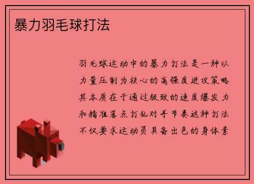 暴力羽毛球打法